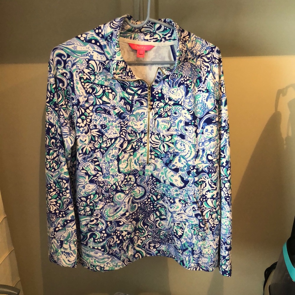 Lilly Pulitzer blue and green animal print, large